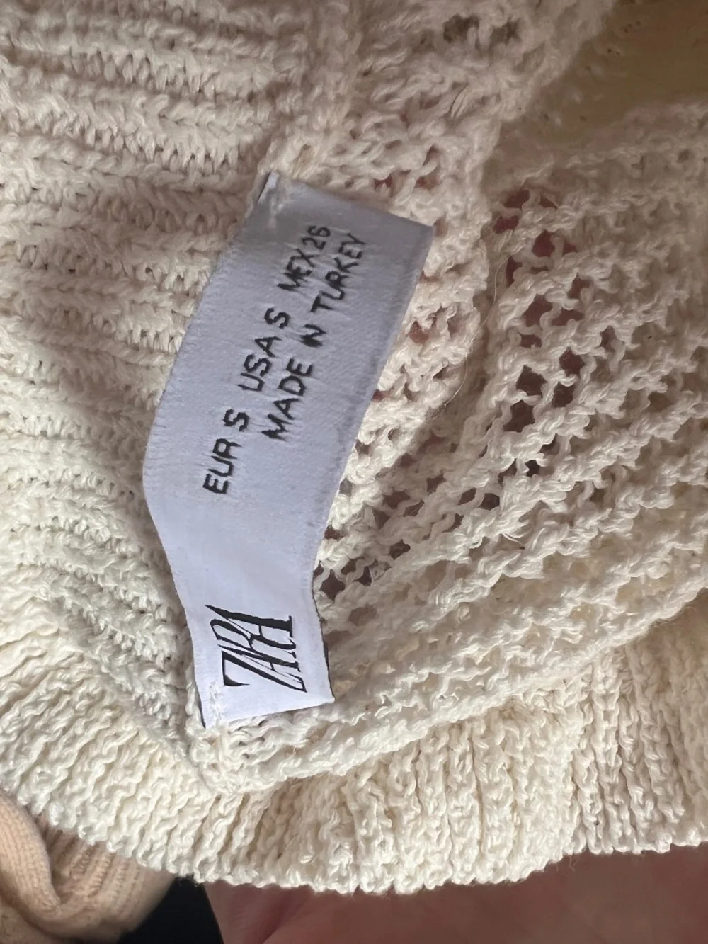 ZARA Ecru Openwork Pointelle Crochet Sweater